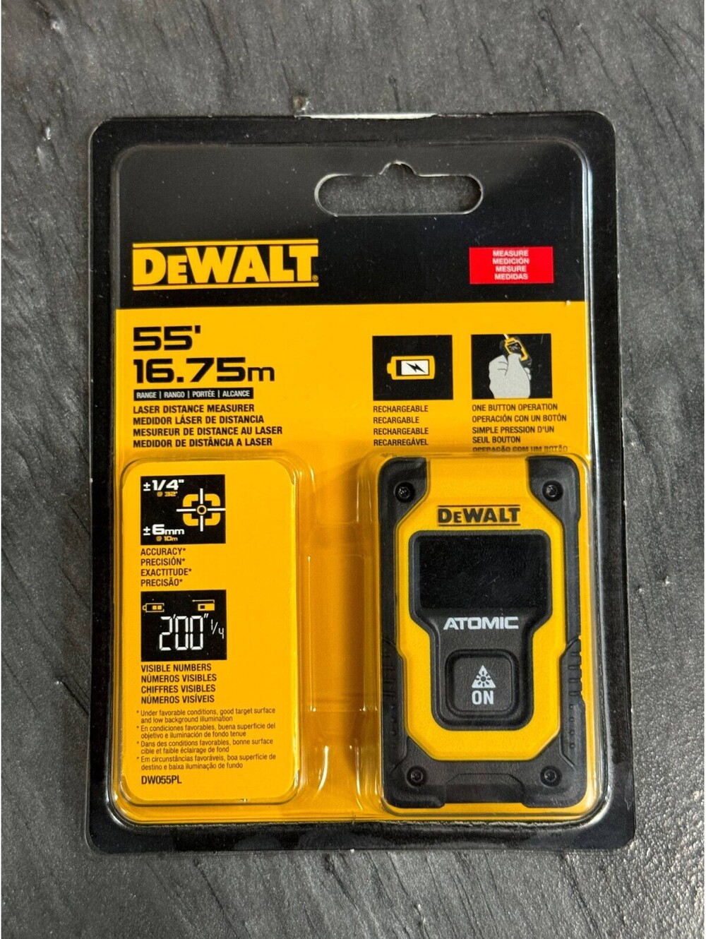 DEWALT DWO55PL Atomic Laser Distance Measurer Laser 55ft Compact Rechargeable